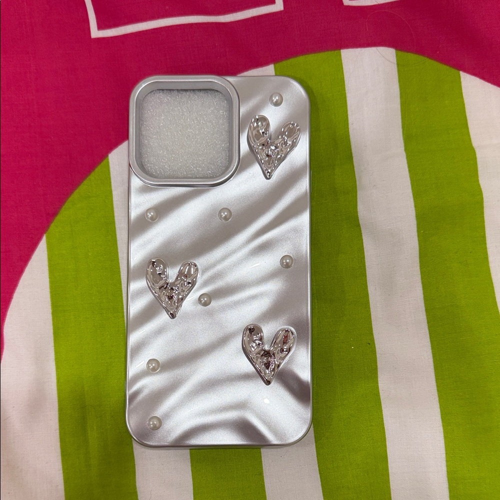 Silver Heart Design Phone Case